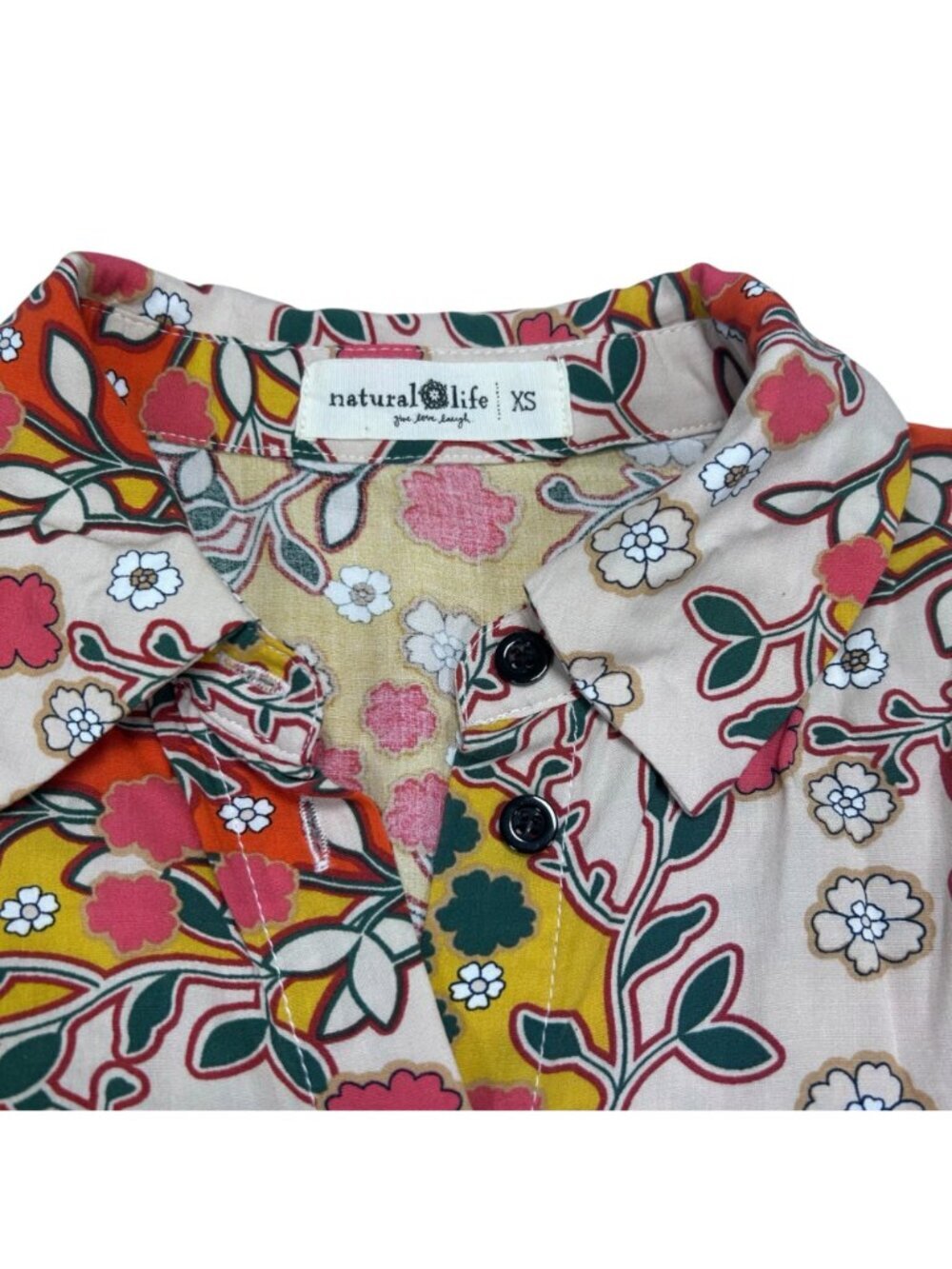 Natural Life Twiggy Retro XS Mini Dress Kimono Floral Lightweight 3/4 Sleeve - Picture 4 of 9